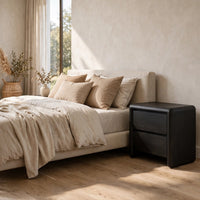 Zanny Nightstand with 2 Drawers, Solid Acacia Wood, Jaguar Black-BM355005