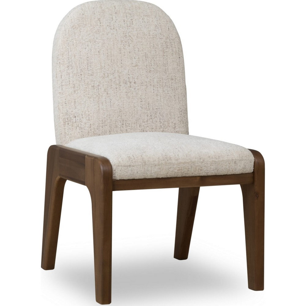Zanny Curved Dining Chair in Chinchilla Chenille, Impala Acacia Wood-BM355012