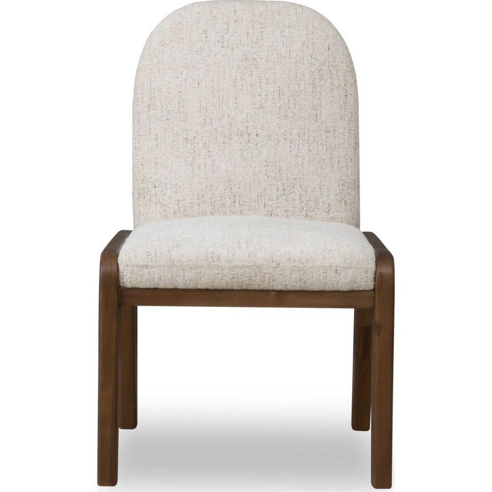 Zanny Curved Dining Chair in Chinchilla Chenille, Impala Acacia Wood-BM355012