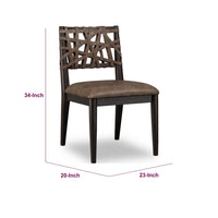 Kevin Dining Chair with Woven Back, Brown Wood, Baboon Faux Leather-BM355021