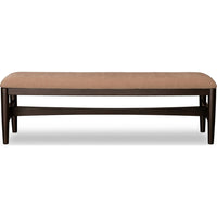 Kevin Dining Bench with Porcini Chenille Fabric, Minx Brown Wood 60 Inch-BM355022