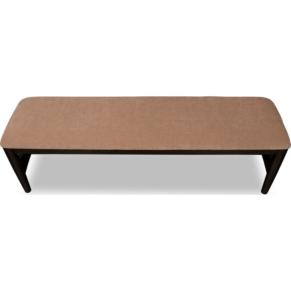 Kevin Dining Bench with Porcini Chenille Fabric, Minx Brown Wood 60 Inch-BM355022