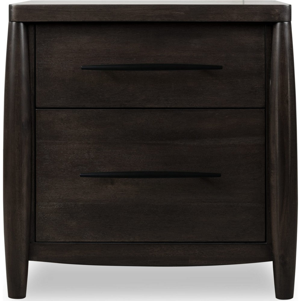 Kevin Nightstand with 2 Drawers, Cord Management, Minx Acacia Wood-BM355024