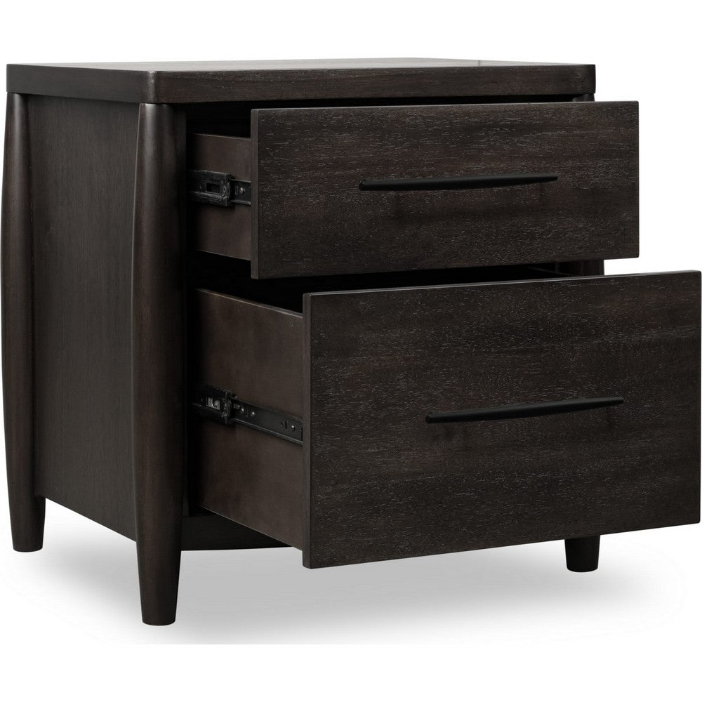 Kevin Nightstand with 2 Drawers, Cord Management, Minx Acacia Wood-BM355024