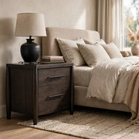 Kevin Nightstand with 2 Drawers, Cord Management, Minx Acacia Wood-BM355024