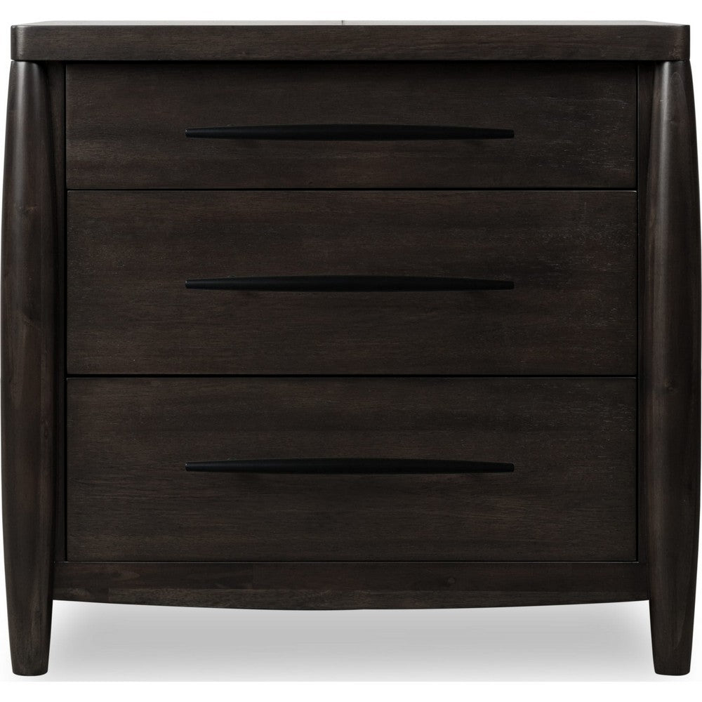 Kevin Nightstand with 3 Drawers, Cord Management, Minx Acacia Wood-BM355025