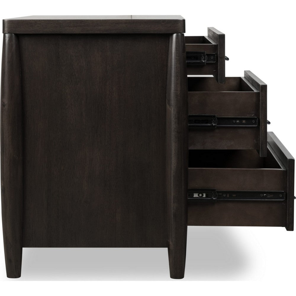 Kevin Nightstand with 3 Drawers, Cord Management, Minx Acacia Wood-BM355025