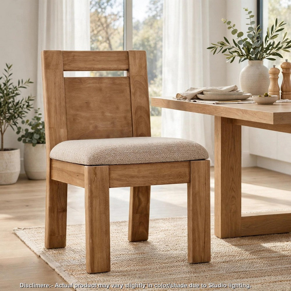 Carly Dining Chair with Gray Chenille Fabric, Lioness Acacia Wood-BM355034