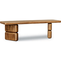 Carly Dining Bench with Block Feet, Lioness Finish Acacia Wood 60 Inch-BM355035