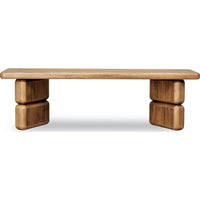 Carly Dining Bench with Block Feet, Lioness Finish Acacia Wood 60 Inch-BM355035