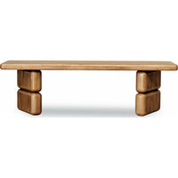 Carly Dining Bench with Block Feet, Lioness Finish Acacia Wood 60 Inch-BM355035
