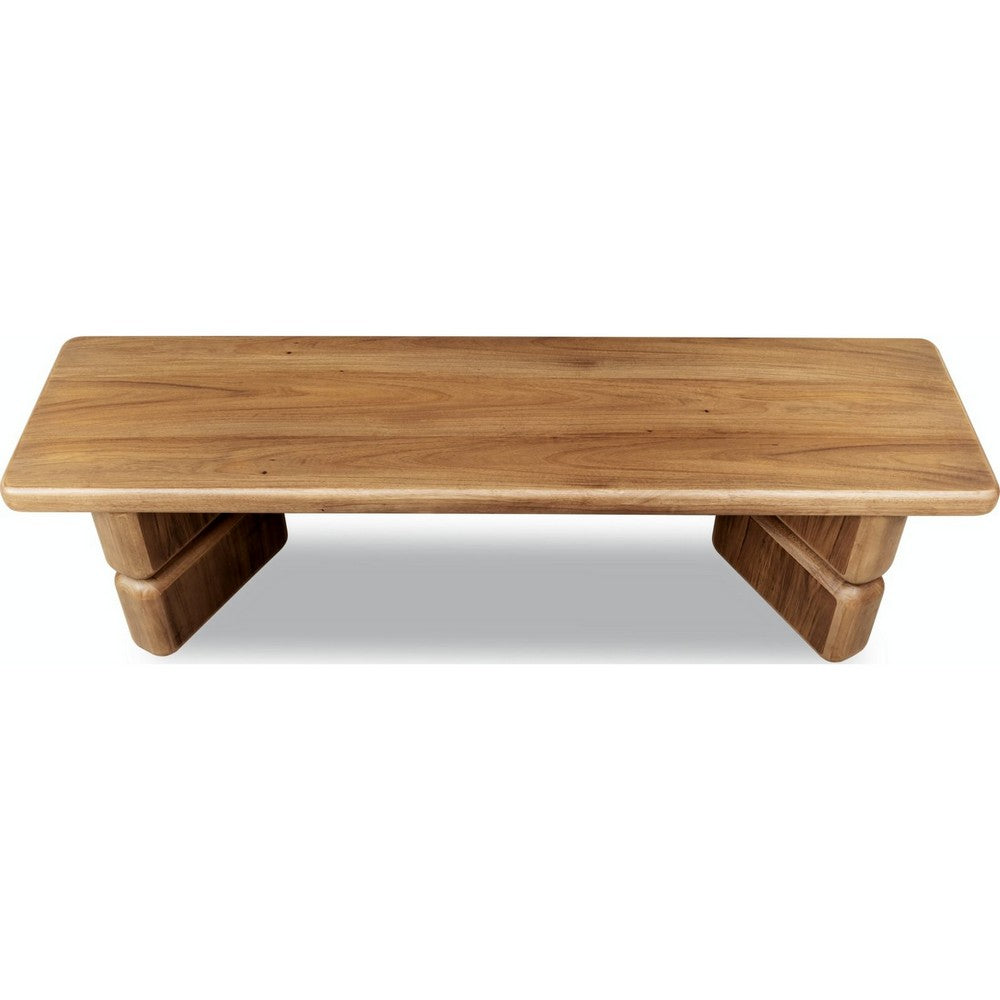 Carly Dining Bench with Block Feet, Lioness Finish Acacia Wood 60 Inch-BM355035
