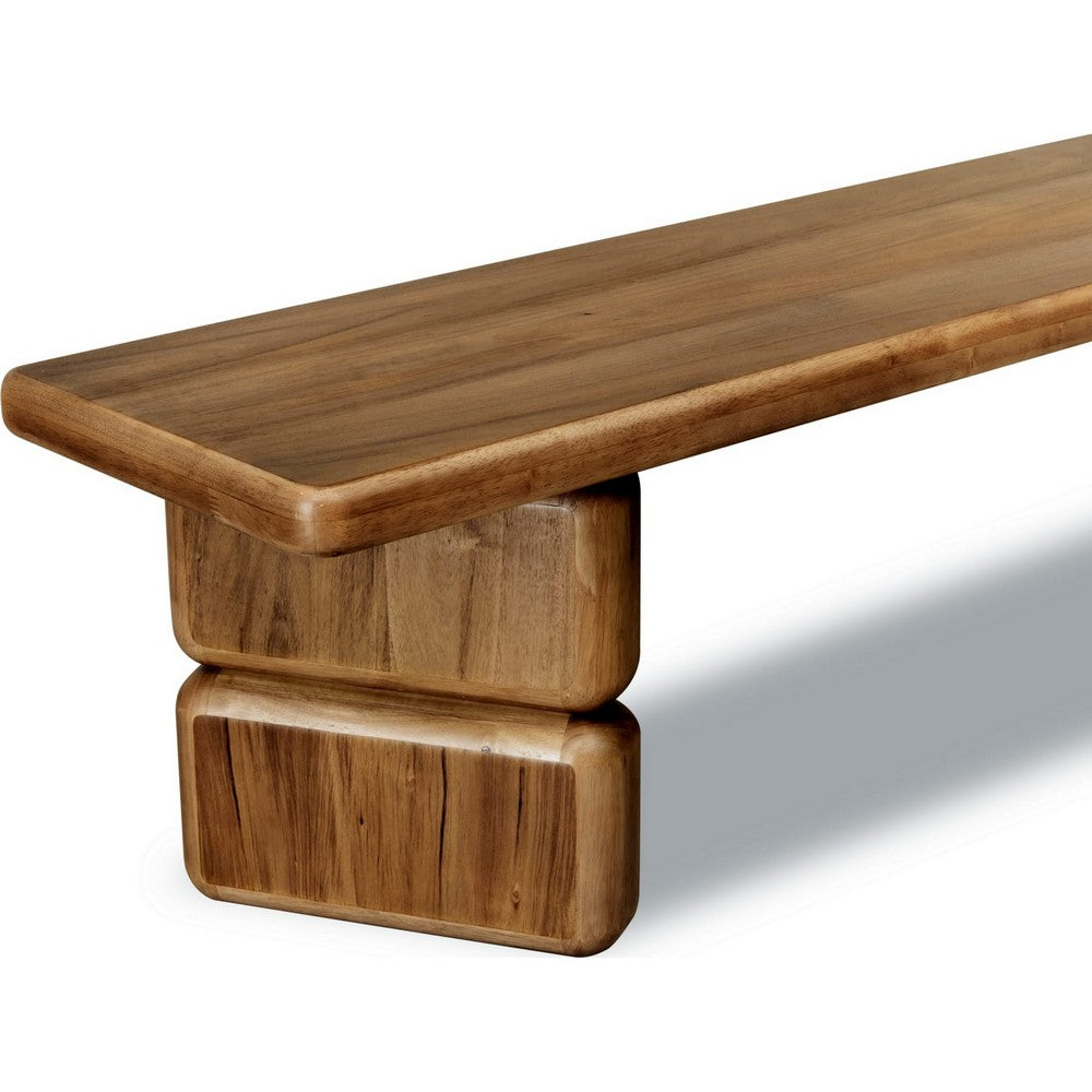 Carly Dining Bench with Block Feet, Lioness Finish Acacia Wood 60 Inch-BM355035