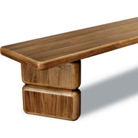 Carly Dining Bench with Block Feet, Lioness Finish Acacia Wood 60 Inch-BM355035