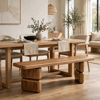 Carly Dining Bench with Block Feet, Lioness Finish Acacia Wood 60 Inch-BM355035