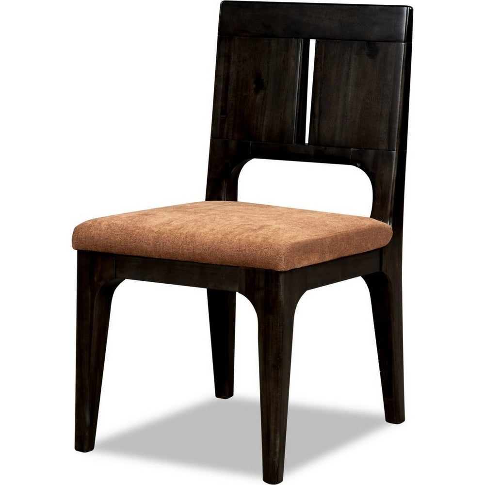 Rissa Dining Chair with Slit Back, Brown Sheepskin Fabric, Jaguar Wood-BM355039