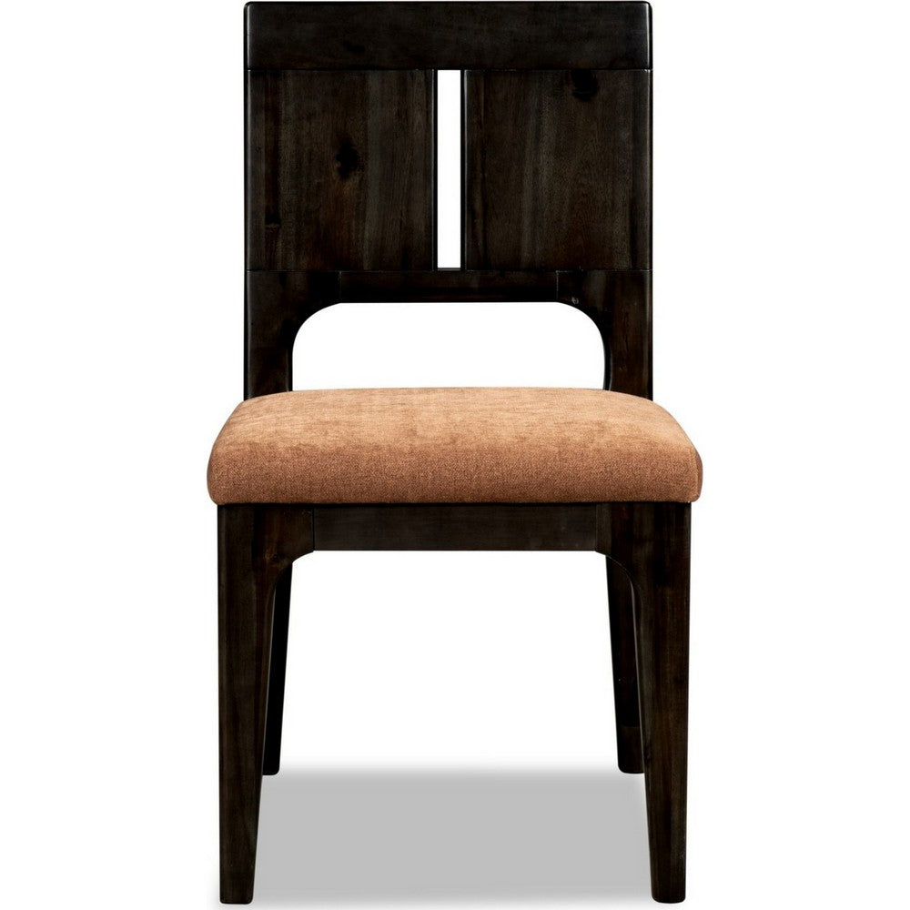 Rissa Dining Chair with Slit Back, Brown Sheepskin Fabric, Jaguar Wood-BM355039