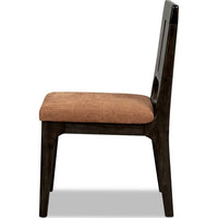Rissa Dining Chair with Slit Back, Brown Sheepskin Fabric, Jaguar Wood-BM355039