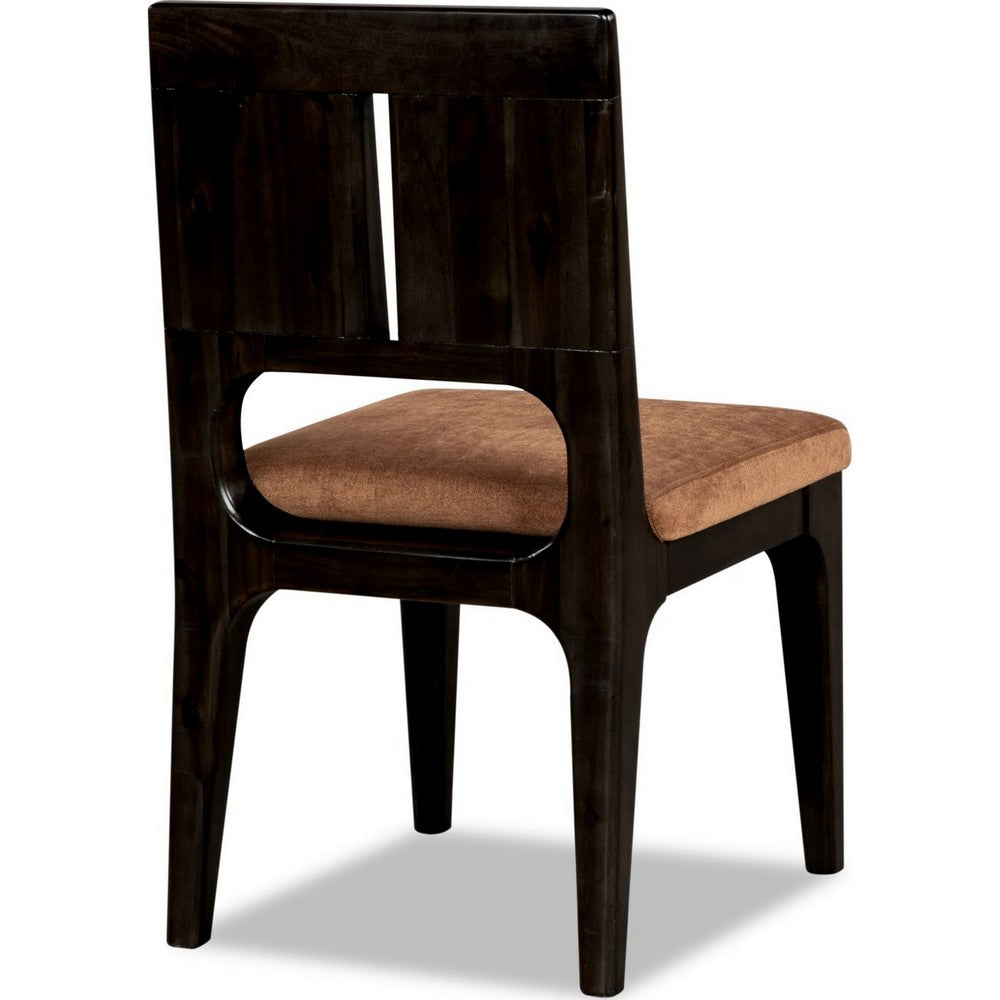 Rissa Dining Chair with Slit Back, Brown Sheepskin Fabric, Jaguar Wood-BM355039