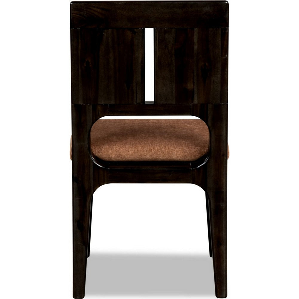 Rissa Dining Chair with Slit Back, Brown Sheepskin Fabric, Jaguar Wood-BM355039