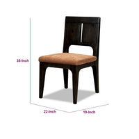 Rissa Dining Chair with Slit Back, Brown Sheepskin Fabric, Jaguar Wood-BM355039