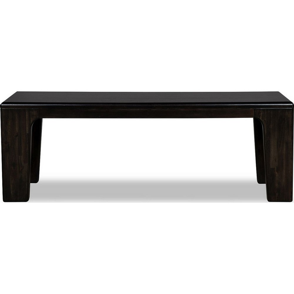Rissa Dining Bench with Squared Legs, Jaguar Black Solid Acacia Wood 52 Inch-BM355041