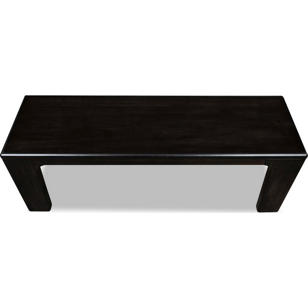 Rissa Dining Bench with Squared Legs, Jaguar Black Solid Acacia Wood 52 Inch-BM355041
