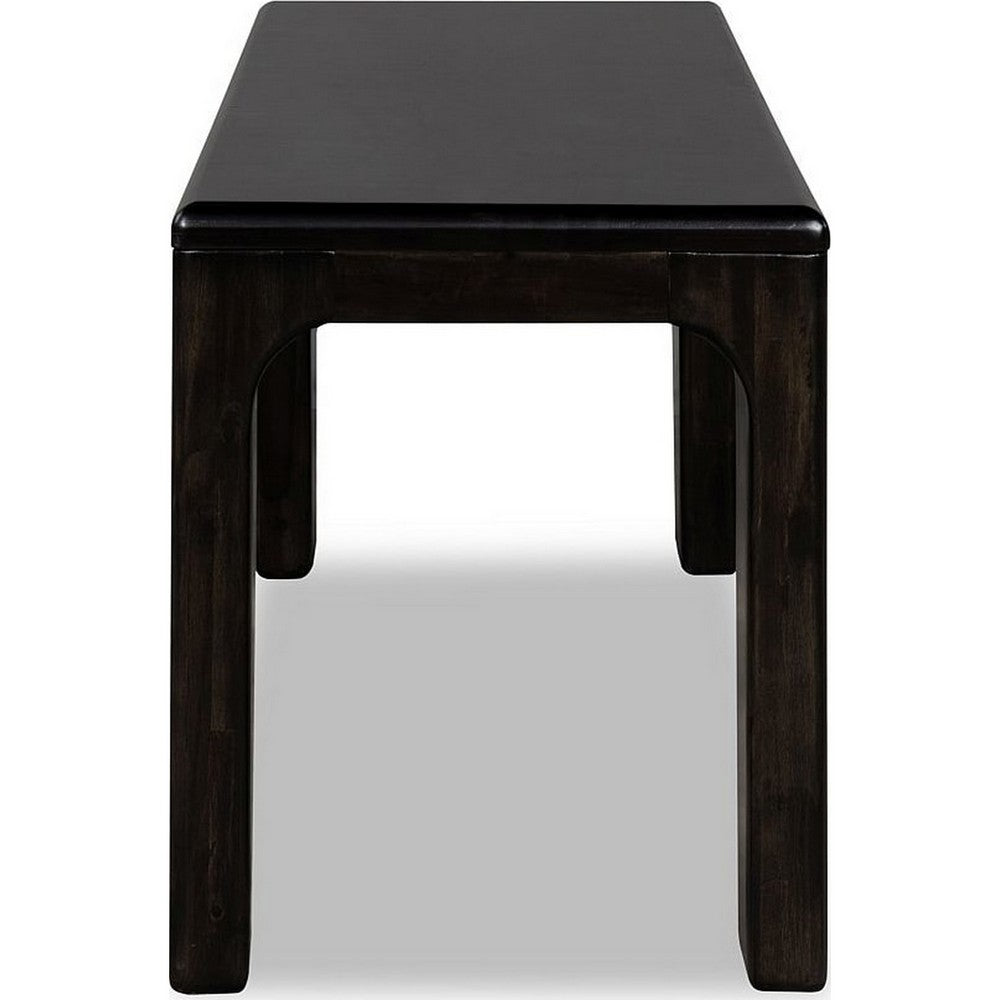 Rissa Dining Bench with Squared Legs, Jaguar Black Solid Acacia Wood 52 Inch-BM355041