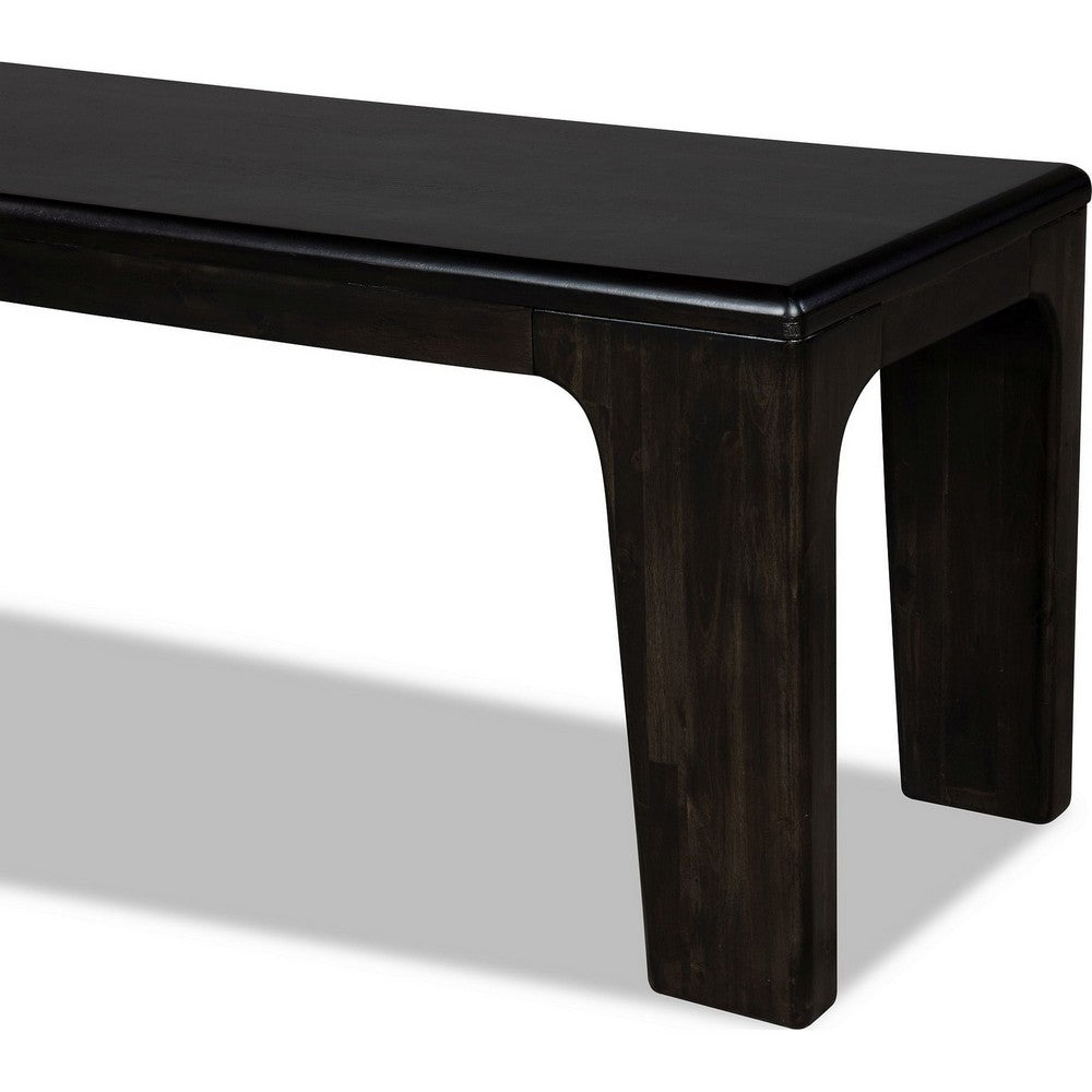 Rissa Dining Bench with Squared Legs, Jaguar Black Solid Acacia Wood 52 Inch-BM355041