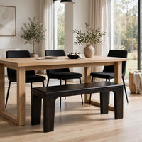 Rissa Dining Bench with Squared Legs, Jaguar Black Solid Acacia Wood 52 Inch-BM355041