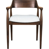 Amery Dining Armchair with Linen Fabric Seat, Honey Date Mango Wood-BM355044