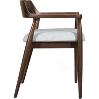 Amery Dining Armchair with Linen Fabric Seat, Honey Date Mango Wood-BM355044