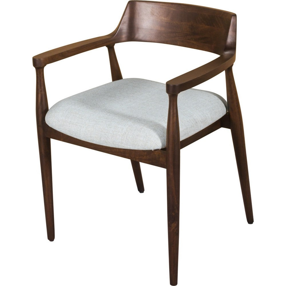 Amery Dining Armchair with Linen Fabric Seat, Honey Date Mango Wood-BM355044