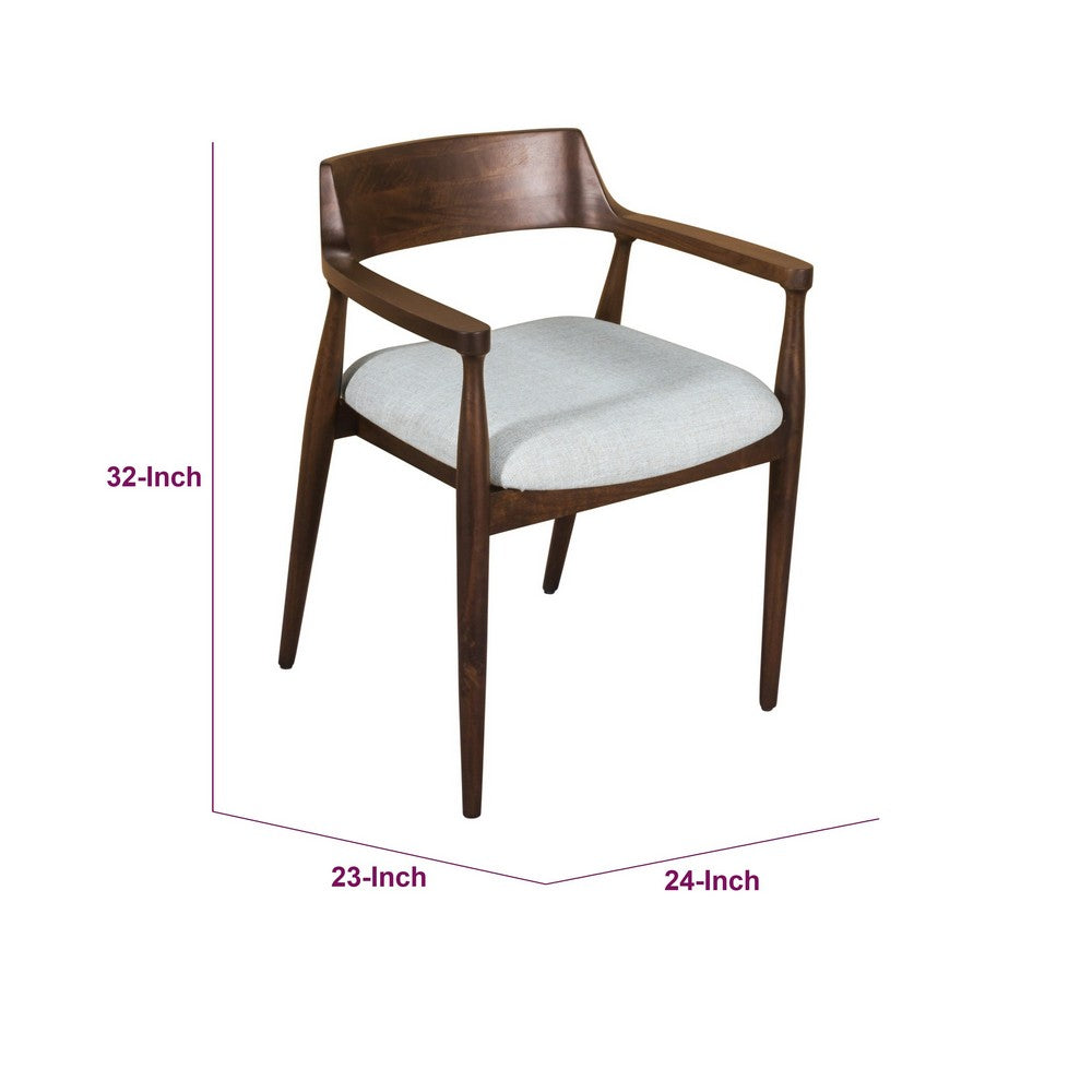 Amery Dining Armchair with Linen Fabric Seat, Honey Date Mango Wood-BM355044