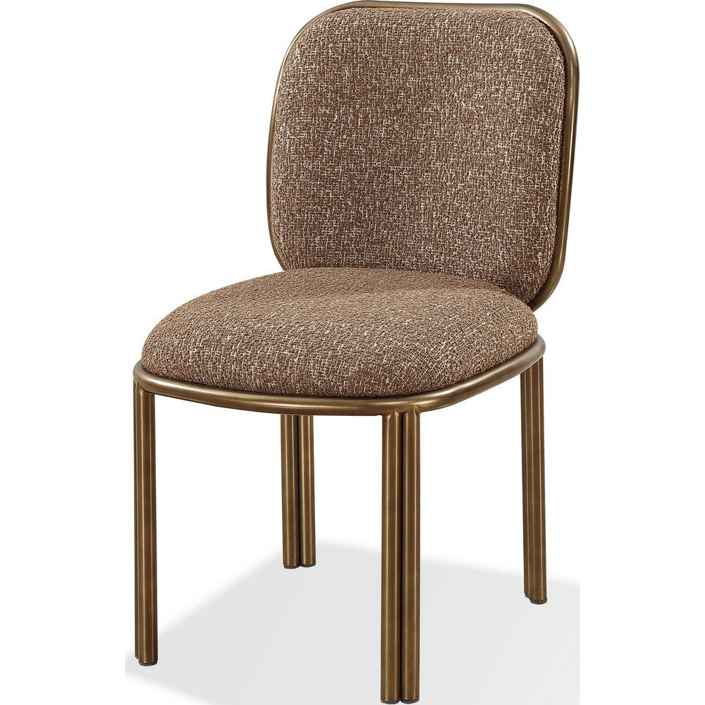 Marco Dining Chair with Brushed Golden Steel Legs, Giraffe Chenille-BM355046