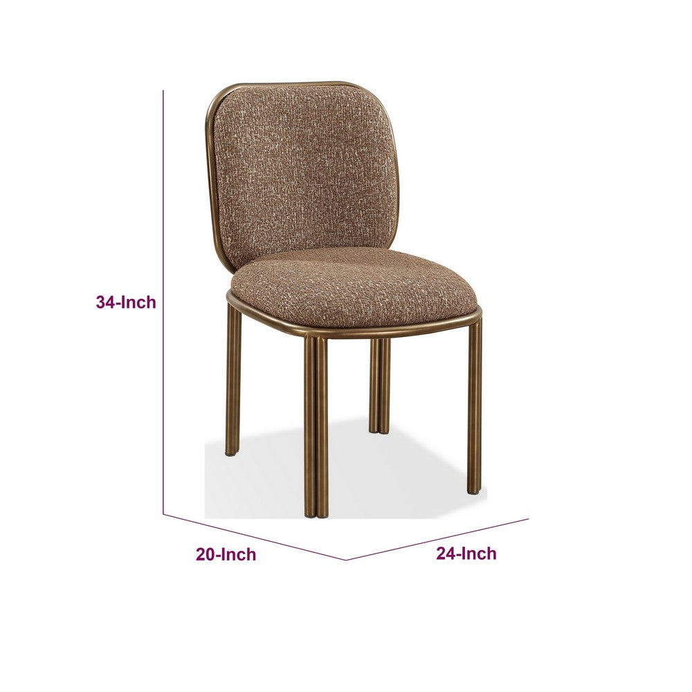 Marco Dining Chair with Brushed Golden Steel Legs, Giraffe Chenille-BM355046