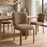 Marco Dining Chair with Brushed Golden Steel Legs, Giraffe Chenille-BM355046