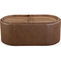 Yena Coffee Table, Reversible Tray Tops, Walnut Wood, Faux Leather 46 Inch-BM355052