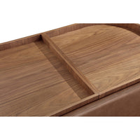 Yena Coffee Table, Reversible Tray Tops, Walnut Wood, Faux Leather 46 Inch-BM355052