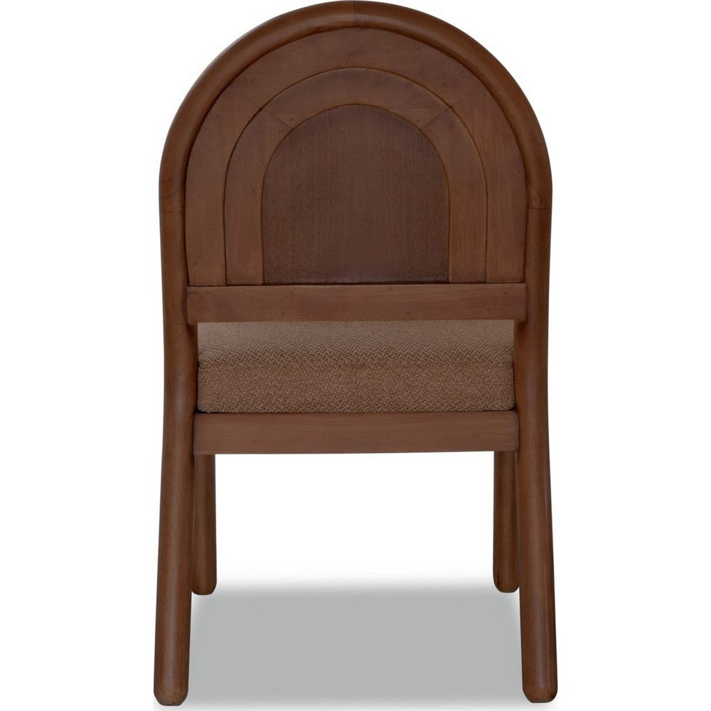 Asher Dining Chair, Arch Back, Solid Wood, Wheat Bread Linen-BM355062