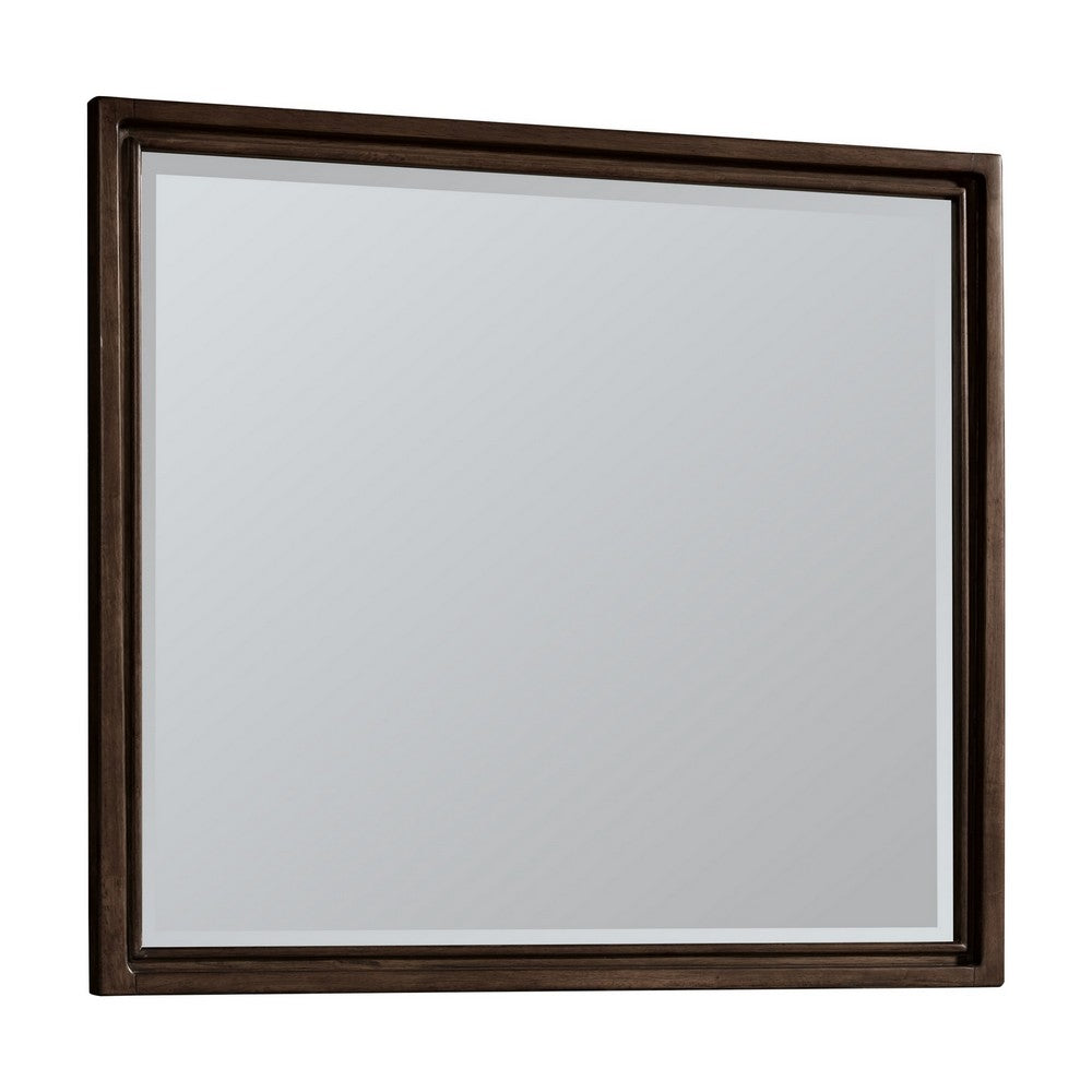 Carlos Traditional Accent Dresser Mirror, Pecan Brown Framed Wood 36x40-BM355069