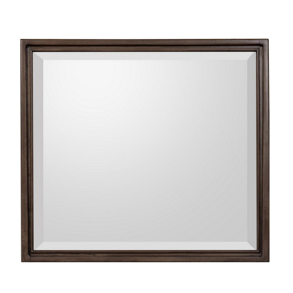 Carlos Traditional Accent Dresser Mirror, Pecan Brown Framed Wood 36x40-BM355069