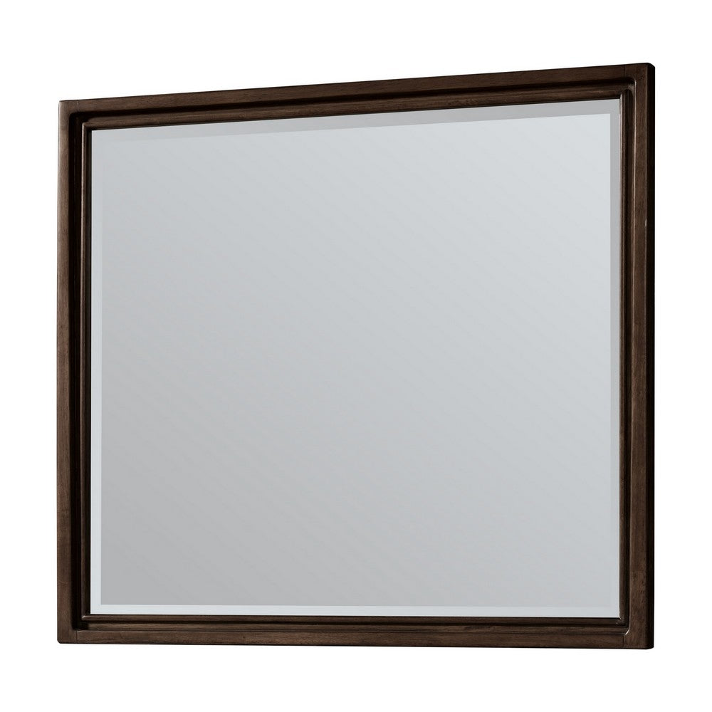 Carlos Traditional Accent Dresser Mirror, Pecan Brown Framed Wood 36x40-BM355069