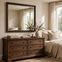 Carlos Traditional Accent Dresser Mirror, Pecan Brown Framed Wood 36x40-BM355069