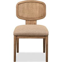Carlos Dining Chair, Turned Legs, Chenille Fabric, Brown Mango Wood-BM355077