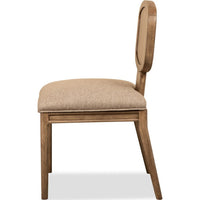 Carlos Dining Chair, Turned Legs, Chenille Fabric, Brown Mango Wood-BM355077