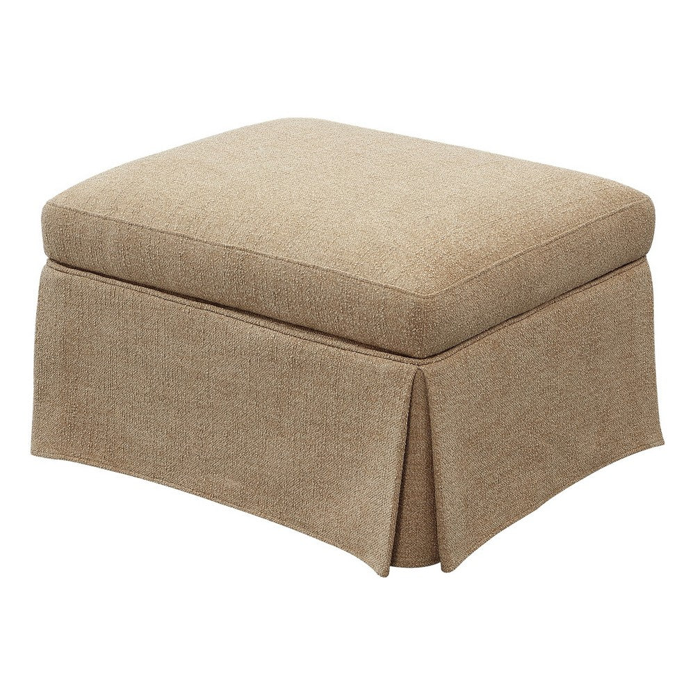 Coly Skirted Ottoman w Storage, Foam Cushion, Tan Brown Chenille 28 Inch-BM355098