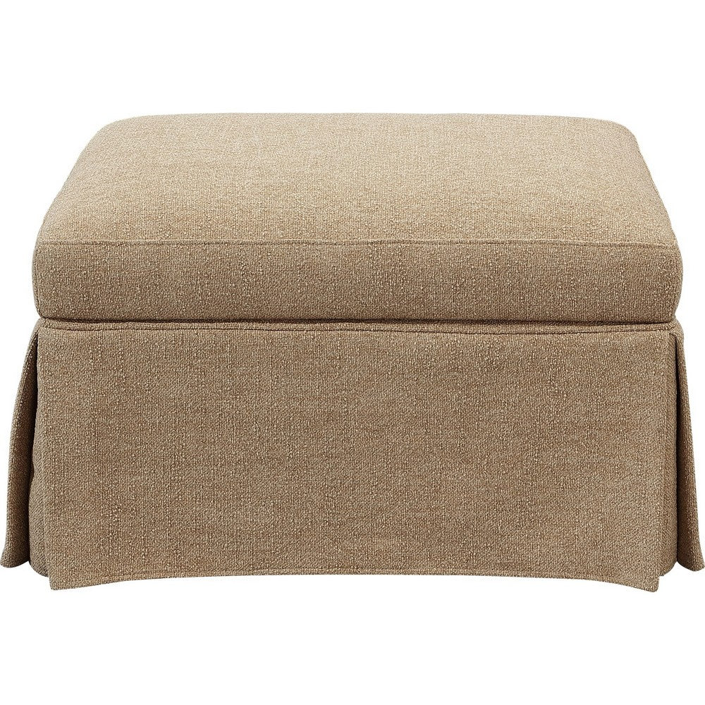 Coly Skirted Ottoman w Storage, Foam Cushion, Tan Brown Chenille 28 Inch-BM355098