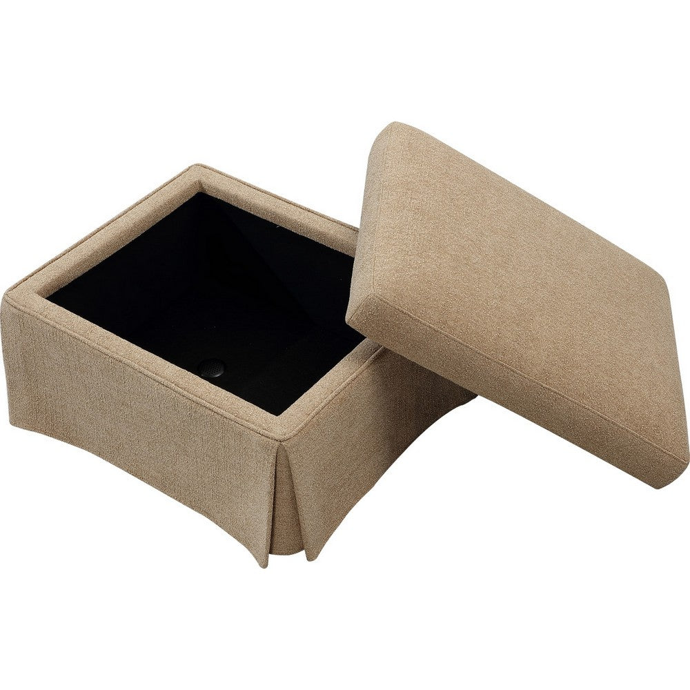 Coly Skirted Ottoman w Storage, Foam Cushion, Tan Brown Chenille 28 Inch-BM355098
