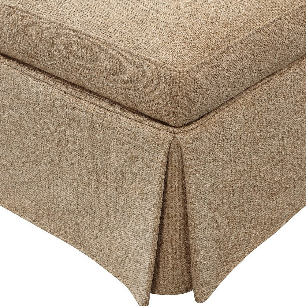 Coly Skirted Ottoman w Storage, Foam Cushion, Tan Brown Chenille 28 Inch-BM355098